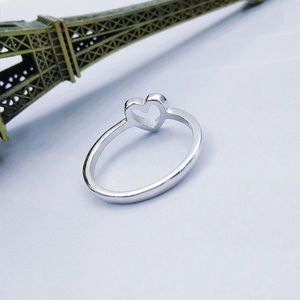 NEW Trendy Silver Dainty Thin Heart Ring Band